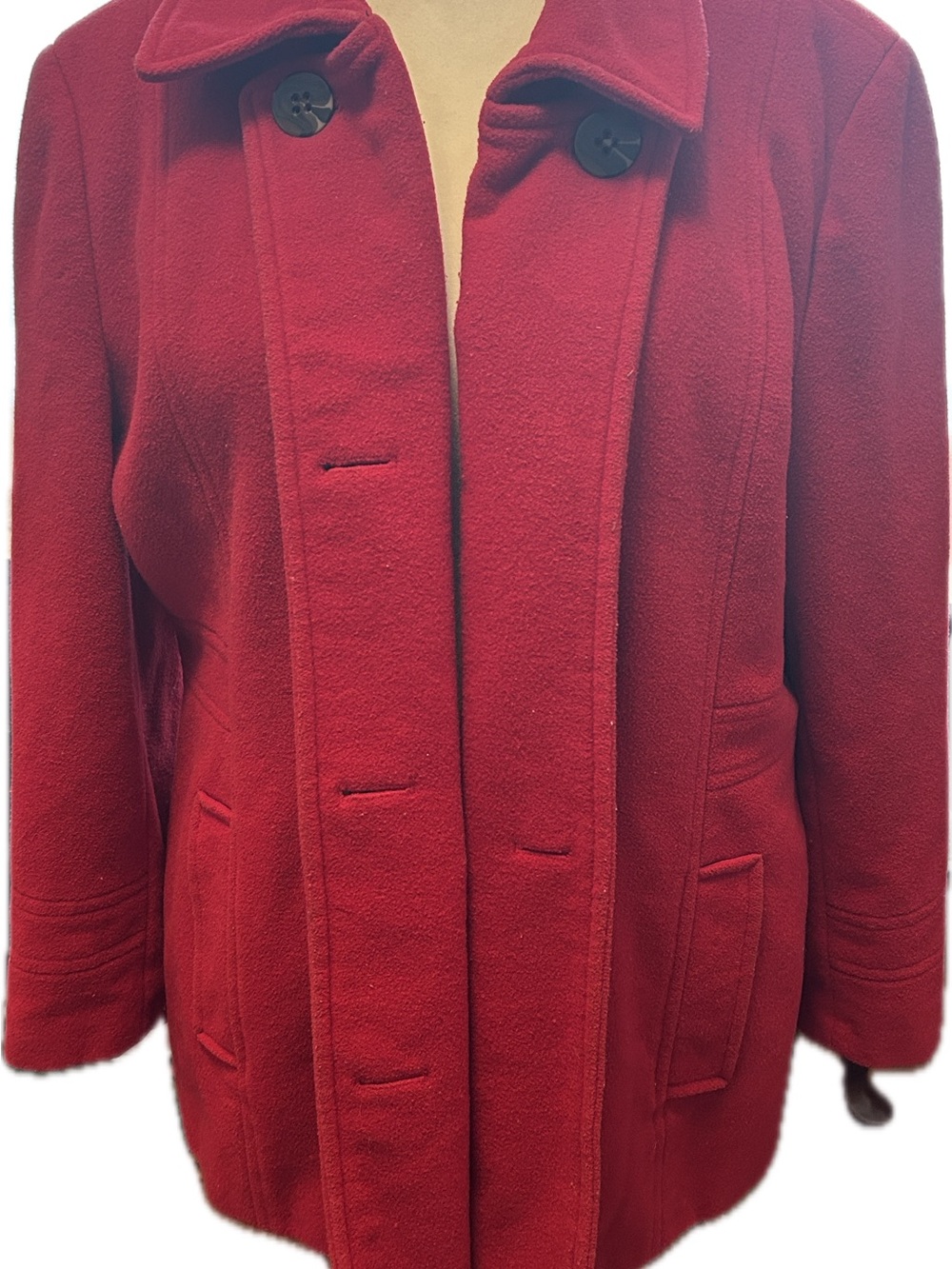 Calvin Klein Bright Red Wool Pea Coat - XXL/2X